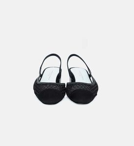 حذاء بكعب عريض وسير خلفي مفتوح جلد