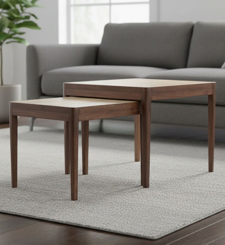 Light and Living Stijn Wood Side Tables 2-piece Set, Packshot View