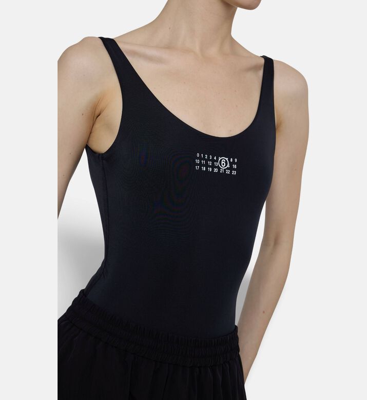 MM6 Logo-print Sleeveless Swimsuit, Model View