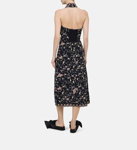 فستان لاسي متوسط الطول بطبعة أزهار