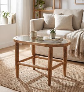 Home Deco and More Oval-shape Capsule-top Table, Light-brown, 43x37-cm, Packshot View