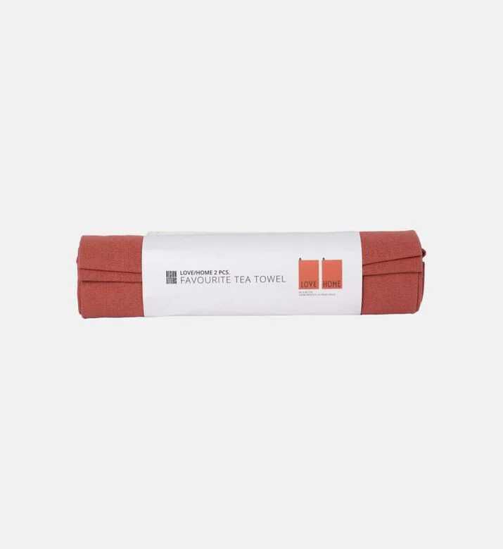 Design Letters Favourite Organic Cotton Tea Towel, Red, Love-home, Packshot View