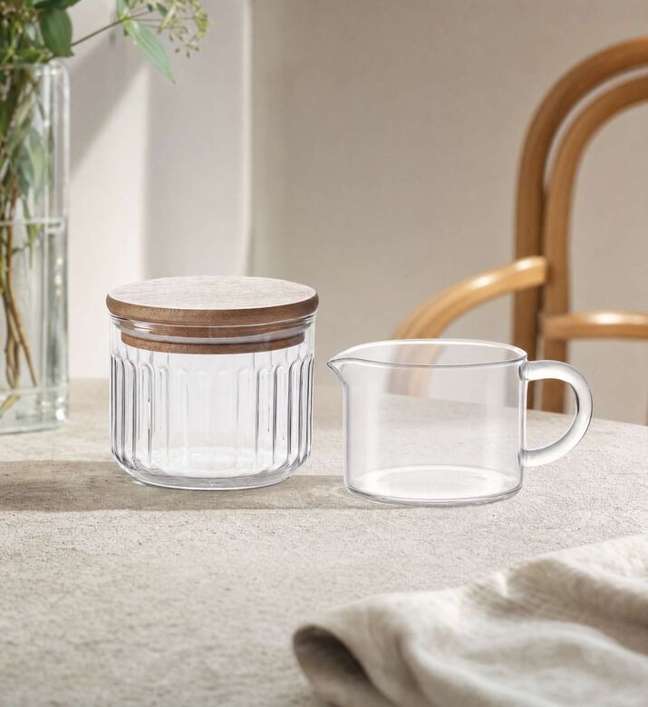 Salt and Pepper Brew Milk Jug And Sugar Bowl Set, Clear, Model View