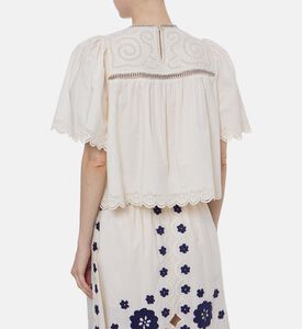 بلوزة قصيرة الأكمام بحواف صدفية