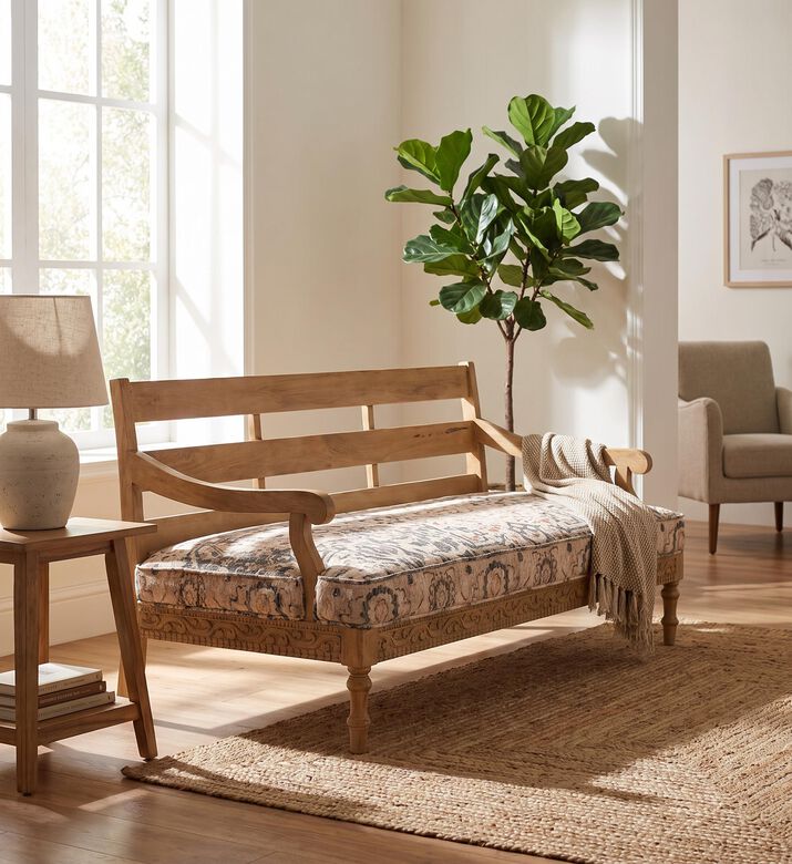 Home Deco and More Raji Digital Printed 3-seater Sofa, Beige, Packshot View