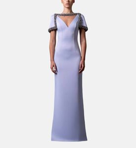 Jean Louis Sabaji Crystal-embellished V-neck Gown, Model View