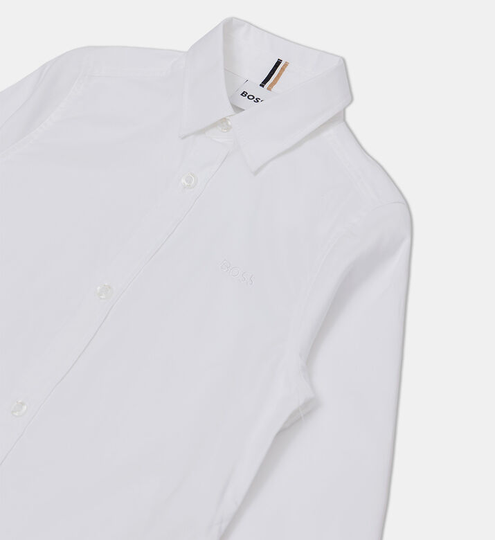 Embroidered Logo Full-button Front Long-sleeve Shirt