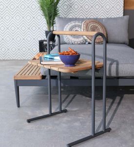 طاولة محمولة من ألومينيوم وخشب الساج