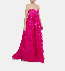 Flower-applique Maxi Gown