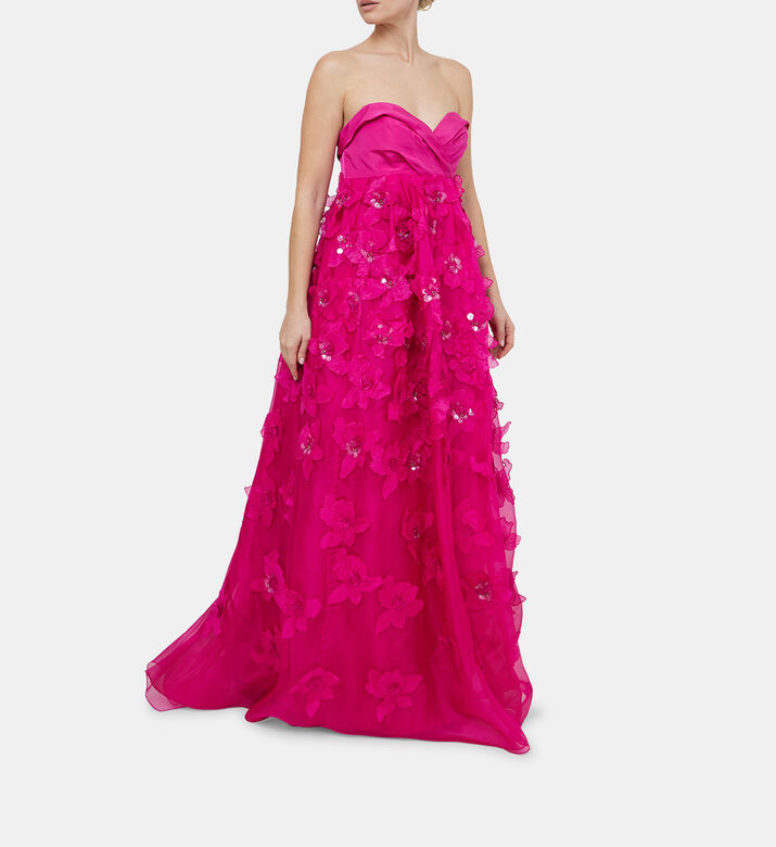 Flower-applique Maxi Gown