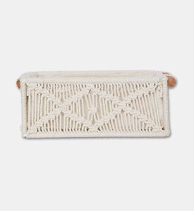 Home Deco and More Natural Cotton Tote Basket, White, S, Packshot View