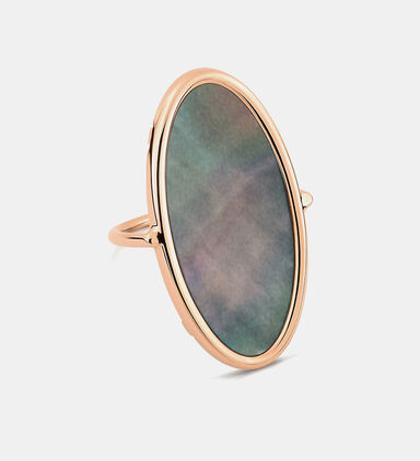 Ellipse Gold Black Mop Ring 18k