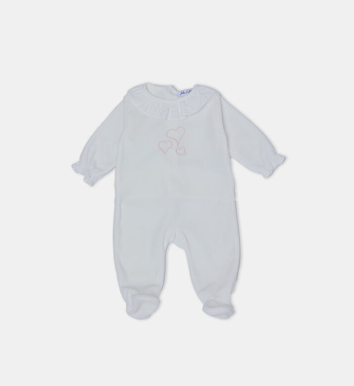 Ruffled Collar Embroidered Heart Onesie