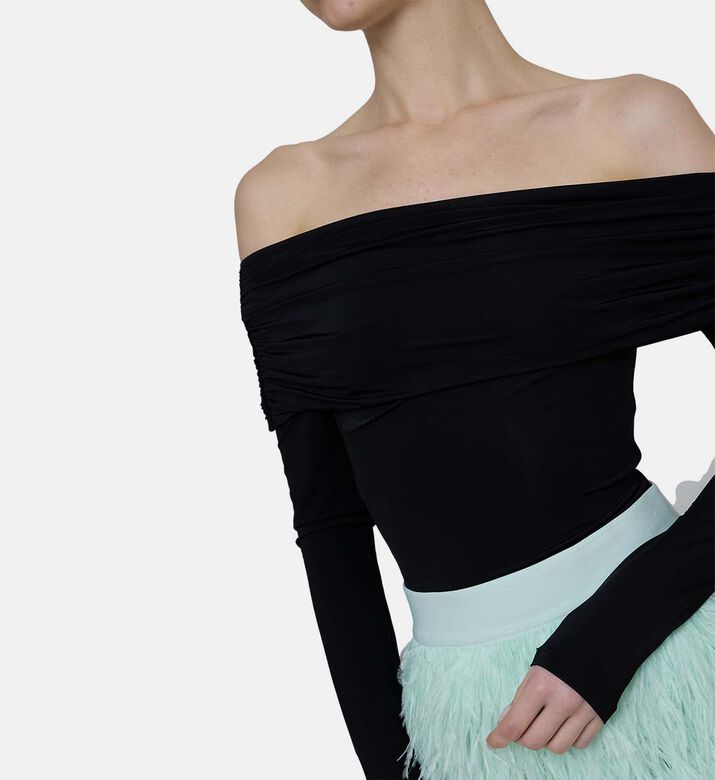 Asymmetric-neck Bodysuit