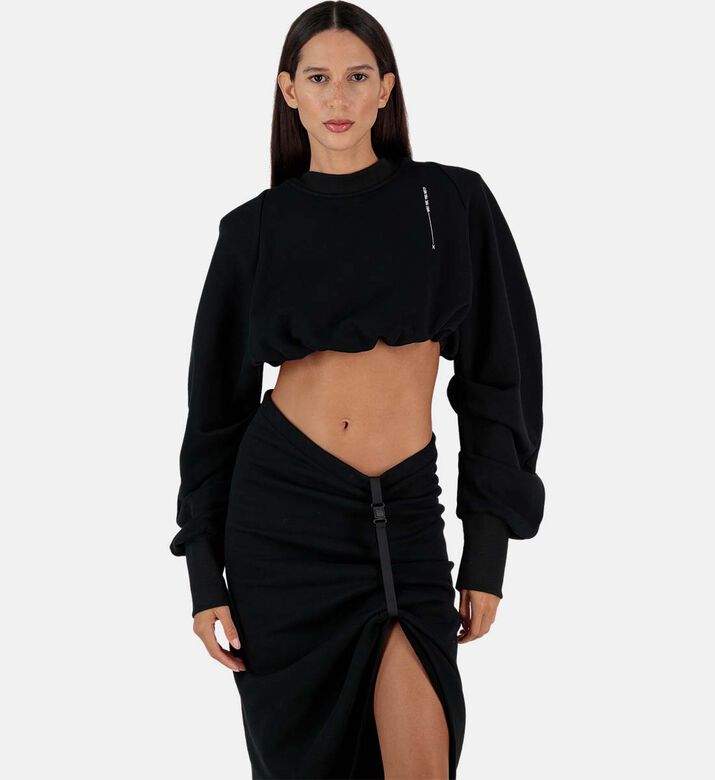 Teri Gathered Slit Midi Skirt