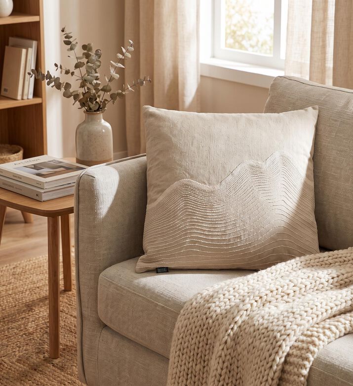 Home Deco and More Waves Applique Design Cushion, Packshot View