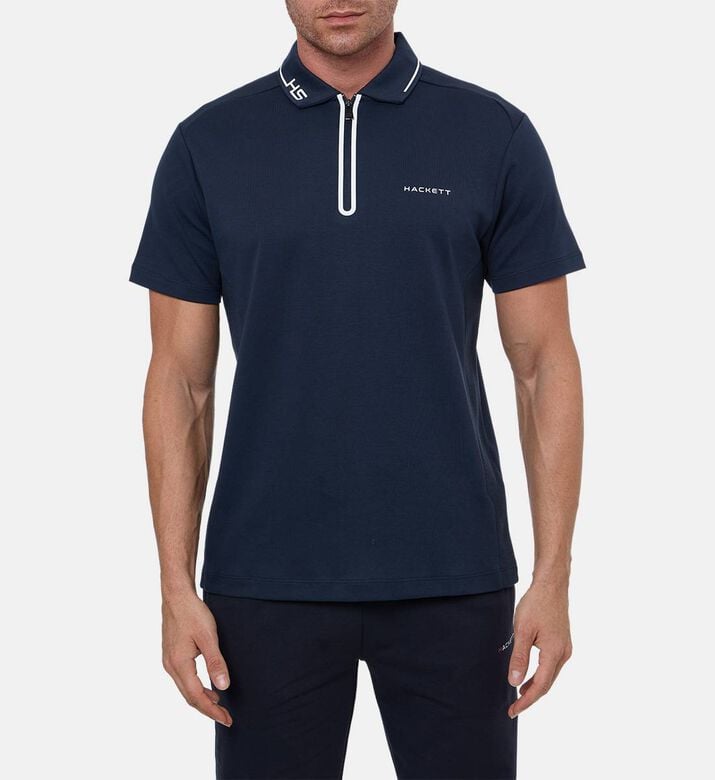 Hackett London Zip Fastening Short-sleeve Polo Shirt, Model View