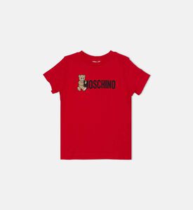 تيشيرت قصير الأكمام بطبعة دب تيدي وشعار