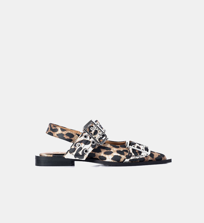 Leopard-print Buckle Sandals