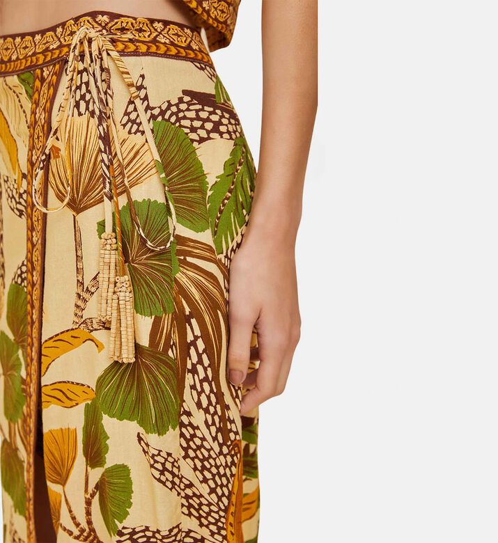 Foliage Sketch Tropical-print Skirt
