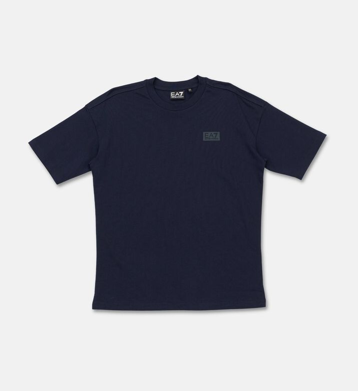 EA7 Cotton Classic Short-sleeve T-shirt, Blue, 10y, Packshot View