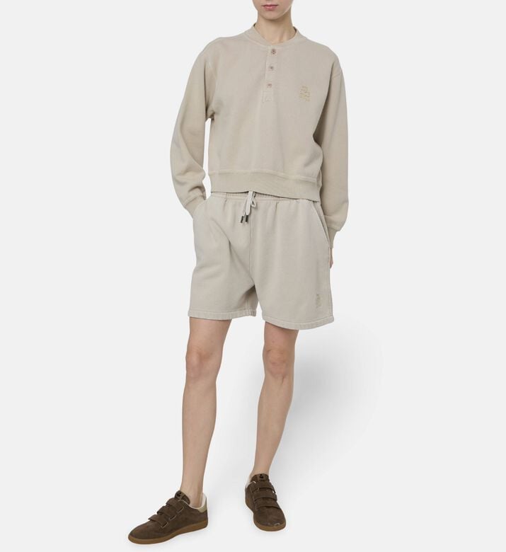 Isabel Marant Three-button Henley Pullover, Beige, 38, Model View