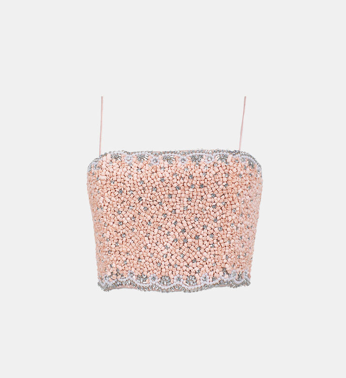 بلوزة سيريسي مرصعة بأشرطة سباغيتي