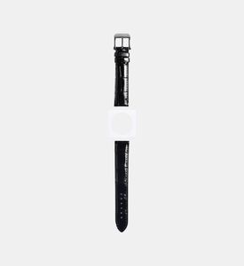 Camille Fournet Shiny Square Scale Watch Strap, Black, Packshot View