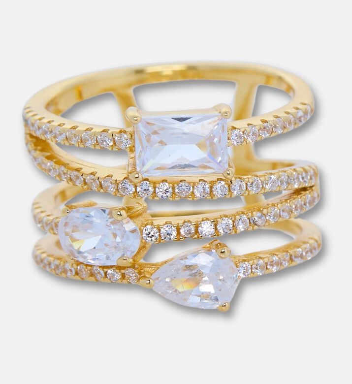 Nomination Mixed-cut Crystals Gold-toned Wrap Ring, Packshot View
