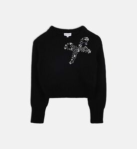 سويت شيرت طويل الأكمام بتطريز عقدة