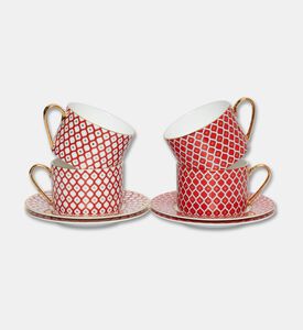 Imperial Bone China 10-piece Tea Set, Red, Packshot View