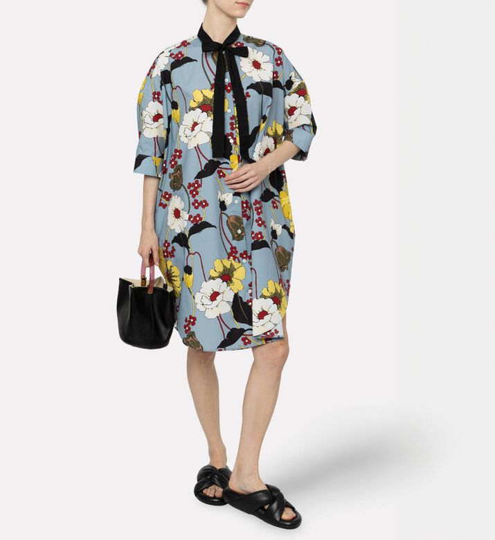 Marni All-over Floral-print Flared Dress, Model View