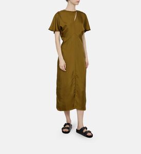 Ella Draped Bronze Twill Dress