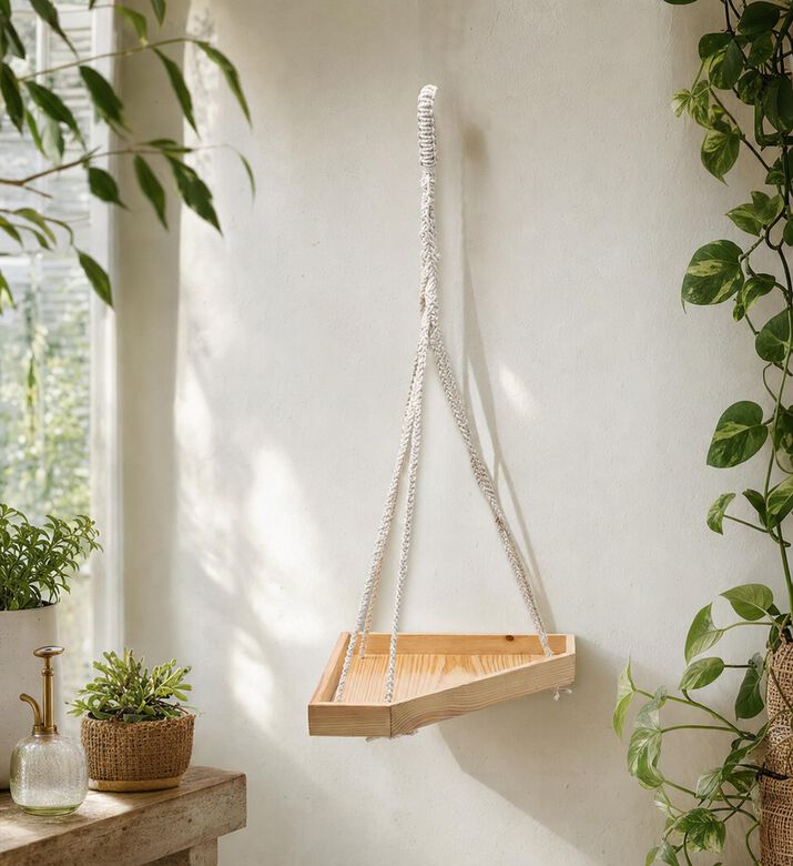 Home Deco and More Bluma Mango Wood Base Pot Shelf, Model View