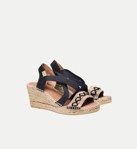 Susa-bn Leather Cotton Blend Mid-wedge Open-toe Espadrille