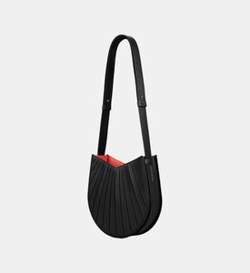 Camille Fournet Balancier Calf Leather Pleated Handbag, Black, Packshot View