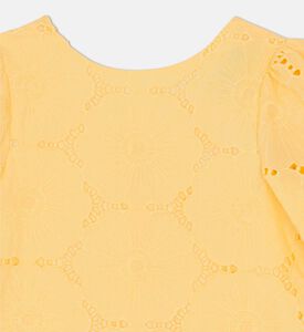 English Embroidery Flared Mini Dress