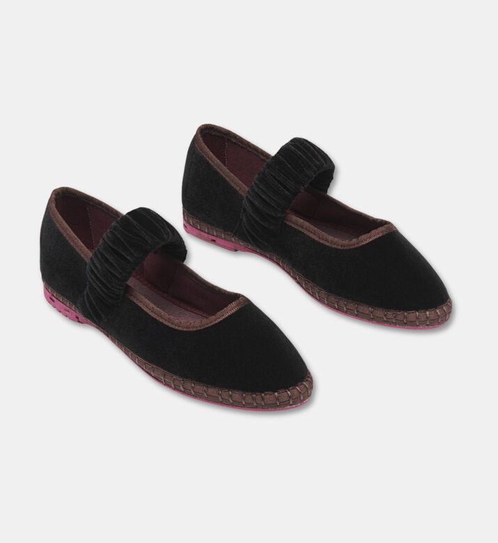 Flabelus Mafalda Sethe Velvet Ruched Strap Ballet Flat, Black, Eu-37, Packshot View