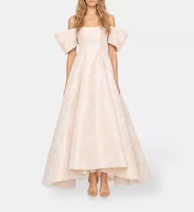 L Atelier Du Luxe Silk Jacquard Strapless Gown, Model View