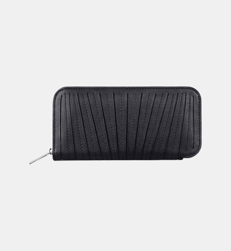 Pleated Calf Leather Wallet