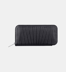 Camille Fournet Pleated Calf Leather Wallet, Black, Packshot View