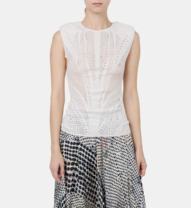 بلوزة بأكمام قصيرة مطرزة