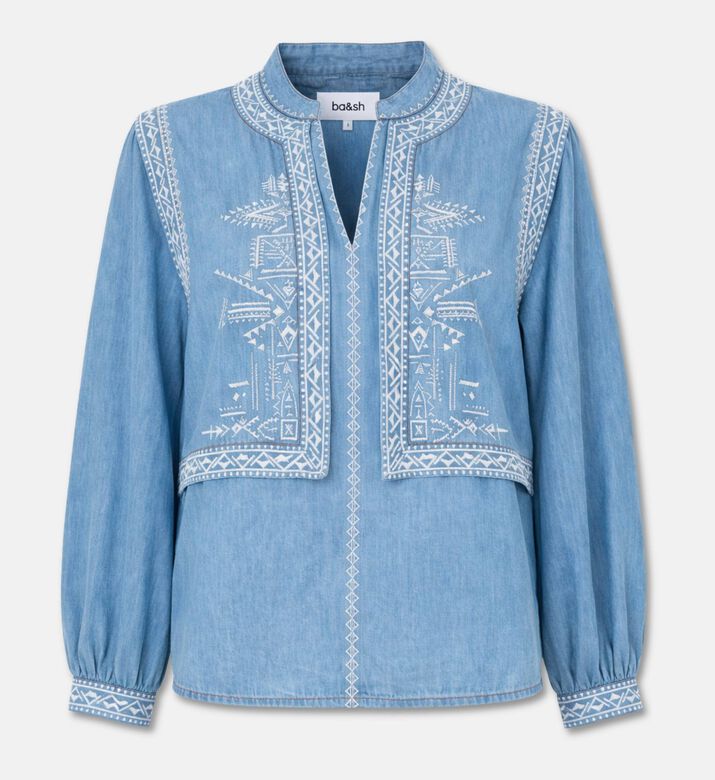 Ba and Sh Embroidered Long-sleeve Blouse, Packshot View