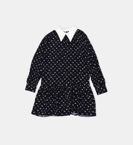 Stars-print Pointed Collar Flared Dress Stars-print Pointed Collar Flared Dress
