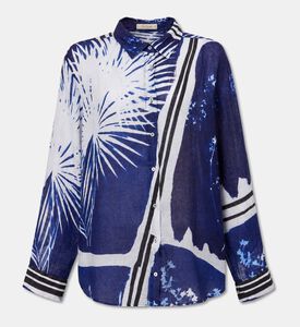 Mes Demoiselles Cleon Linen Printed Button-up Top, Packshot View