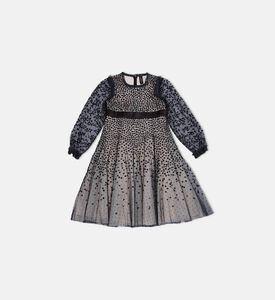 Dotted Sheer Mesh Overlay Gown