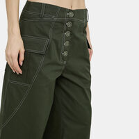 Dark Green Low Waisted Pocket Pants