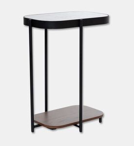 Home Deco and More Glam Wood Top Sofa Side Table, Walnut, 33x47-cm, Packshot View