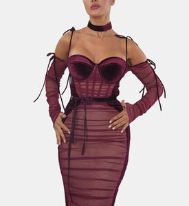 Sheer Mesh Off-shoulder Maxi Dress Sheer Mesh Off-shoulder Maxi Dress