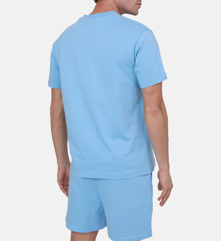 تيشيرت بياقة دائرية وطبعة شعار